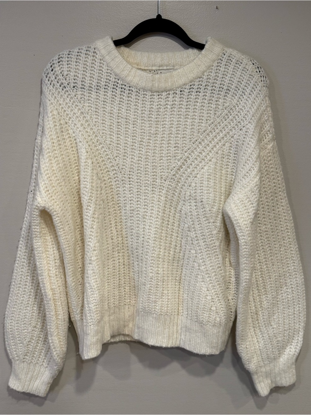 A New Day White Cream Open Knit Crewneck Sweater Women's Medium